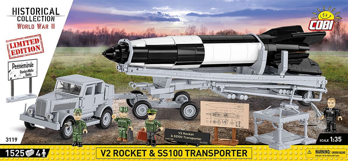 Set De Construit Cobi, V2 Rocket On Meiller Vehicle - Executive Edition Cobi 3120 1191 Piese